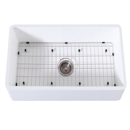Gourmetier Solid Apron Front Farmhouse Sgl Bowl Kitchen Sink W/Strainer & Grid KGKFA301810BC
